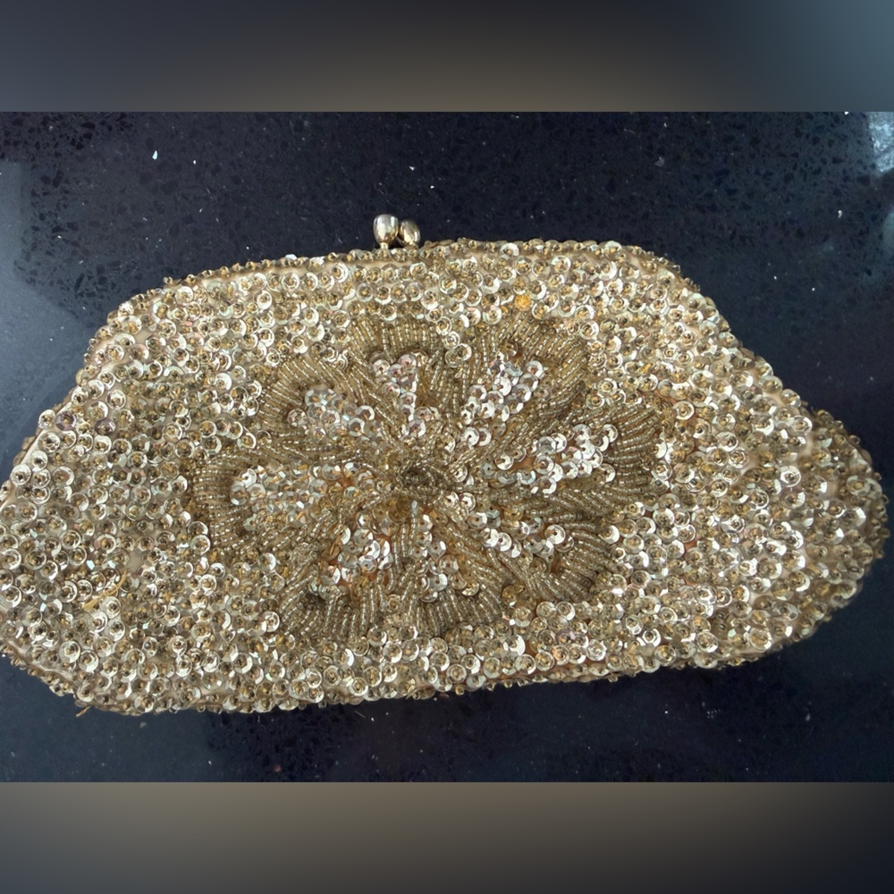 Vintage Gold Sequin/Beaded Evening Clutch